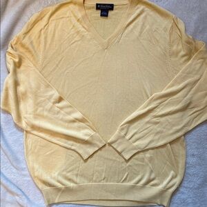 Brooks Brothers yellow silk cotton v-neck sweater Sz L